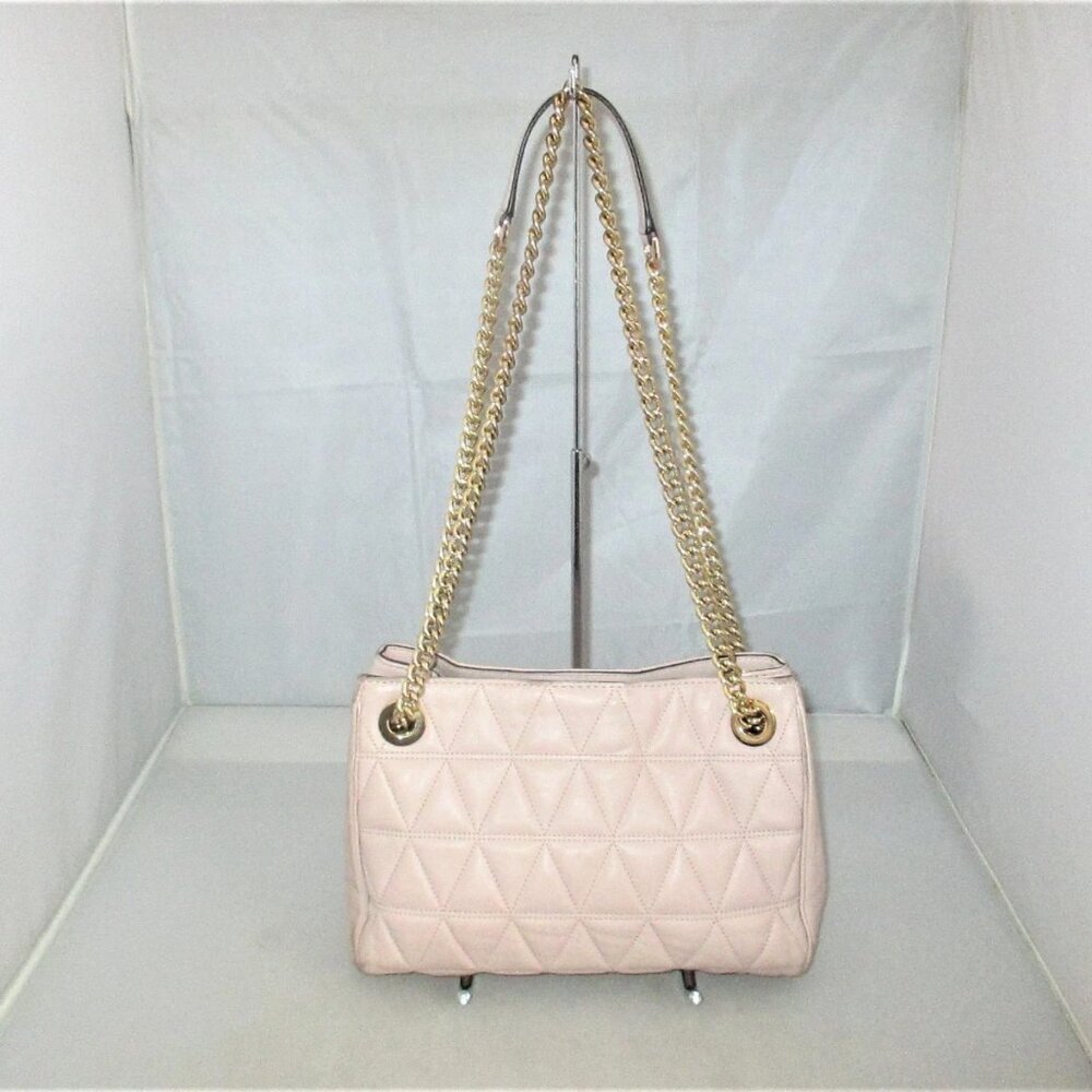 Michael Kors Scarlett MD Quilted Leather Messenger, Cross-Body $328 Pink #2599
